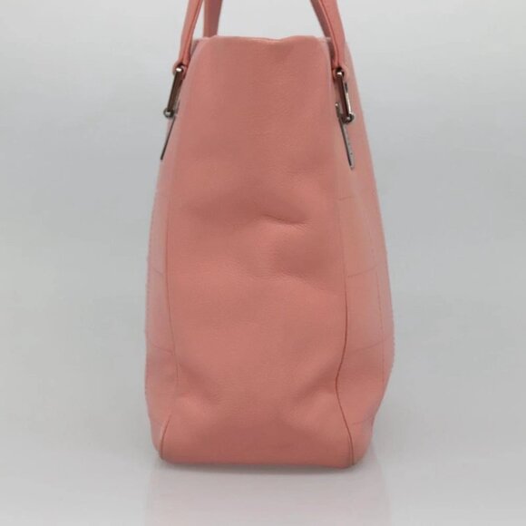 CHANEL Choco Bar COCO Mark Hand Bag Grained Calf Skin Pink Silver CC Auth PP558 - Picture 11 of 15